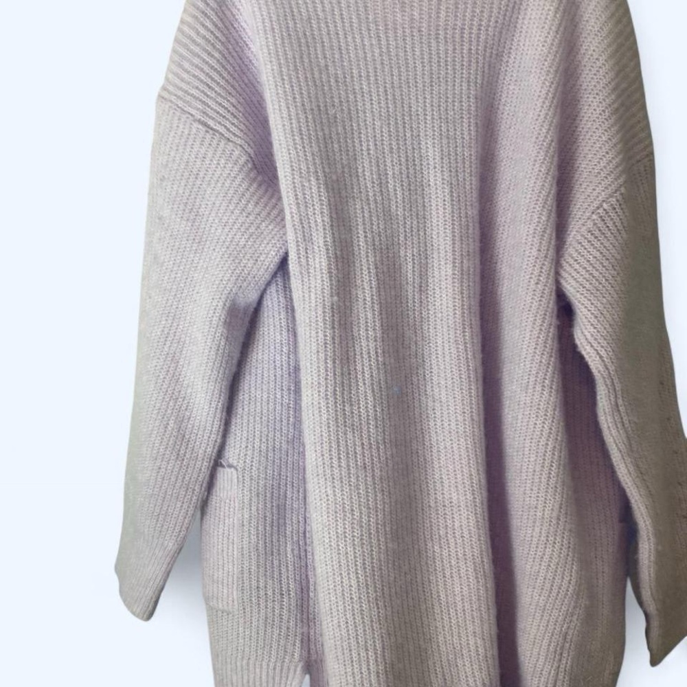 Lilac knit cardigan with pockets and button up front. Size: L Time & Tru - Picture 3 of 5
